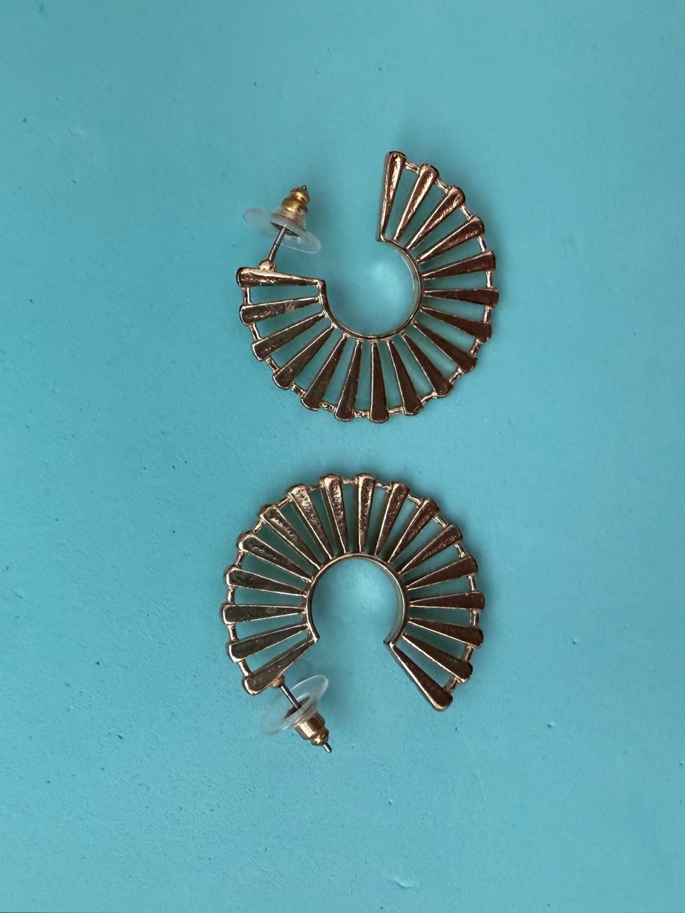 Gold Fan Hoop Earrings - Women Jewelry